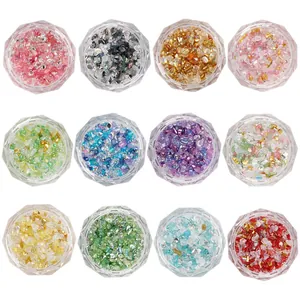 12-Farben-Set aus schillernden Glassteinen für DIY-Nagelkunst- und Basteldesigns