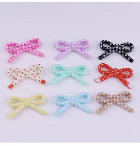 Perline a fiocco in acrilico 27x48mm colorate con motivi a quadretti e pois per DIY