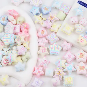 Bunte Dopamin-Pastell-Acrylperlen Set mit süßen Stern- und Herzformen für DIY-Schmuckherstellung