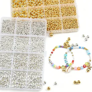 Set mit 12-Gitter-Box Gold und Silber CCB Abstandsperlen für DIY handgemachten Schmuck