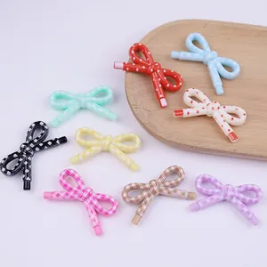 Perline Fiocco in Acrilico Plaid Pois Colorate Perline Sciolte per Creazione Gioielli Fai da Te Stile Fresco Moda Creativa