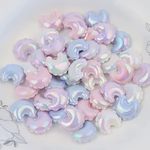 22mm schillernde UV-beschichtete Mondsichelperlen mit Wellenrand für DIY-Schmuck