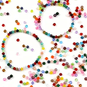 Bunte 4mm facettierte Doppelkegel-Glasperlen für DIY-Schmuckherstellung und Bastelprojekte