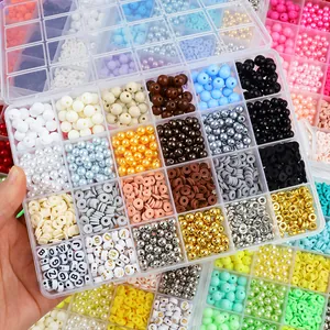 DIY jewelry making kit featuring colorful acrylic beads, CCB spacers, and letter beads