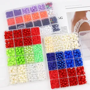 DIY colorful acrylic bead set in storage boxes for handmade jewelry making
