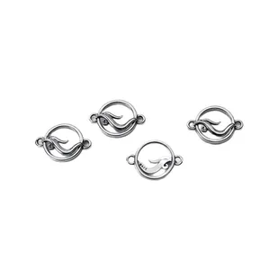S925 sterling silver matte dragon phoenix hollow-out connector charms for DIY jewelry making