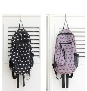 Mochilas informales de nailon con lunares para mujer en negro y morado