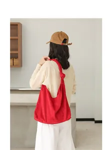 Borsa a spalla in camoscio rosso con nodo da donna, stile casual giapponese