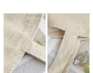 Close-up detail of high-quality linen fabric and stitching on a Japanese style tote bag