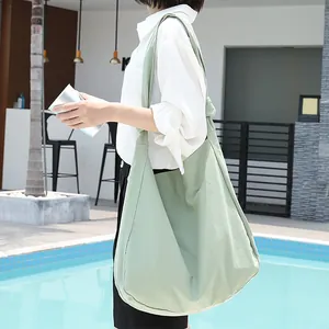 Bolso tote de lona verde claro grande para mujer de estilo japonés minimalista