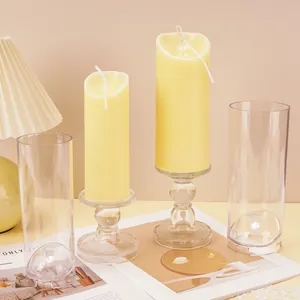 Acrylic Pillar Candle Mold DIY Scented Candle Making Mold Creative Slanted Wave Top Design Plastic Cylinder Resin Craft Tool
