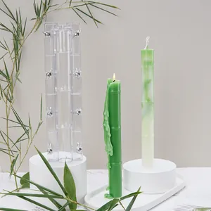 New Chinese Style Bamboo Knot Scented Candle Mold Transparent PC Plastic Long Pole Candle Mold For DIY Candle Making