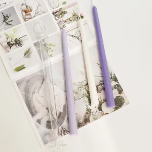 Detailed view of the 30cm transparent PC plastic mold and finished tapered candles