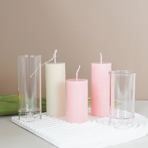 Set of cylindrical plastic molds for DIY aromatherapy pillar candles