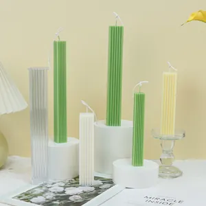 Molde Para Velas De Pilar Rectangular De Rayas Finas Policarbonato Acrílico Plástico DIY Vela De Aromaterapia Hecha a Mano