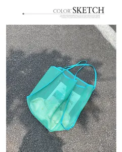 Elegante bolso de malla verde menta para mujer, bolso de hombro calado y transpirable