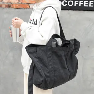 Japanese Retro Washed Canvas Tote Bag For Women Large Capacity Shoulder Bag Literary Casual Crossbody Bag Handbag For Daily Travel