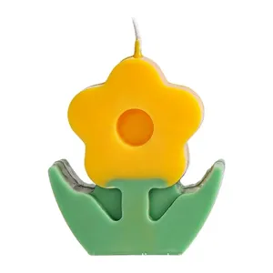 Macro detail of a flower-shaped DIY scented candle mold for handmade artistic crafts