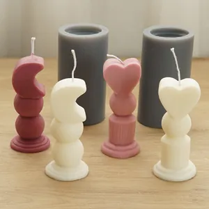 Stampo in Silicone Fai-da-te a Forma di Scettro Cuore Luna per Candele Profumate Gesso Strumenti per Artigianato Resina Sapone