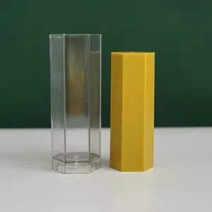 Durable hexagonal column candle mold made of transparent PC plastic with wax sample