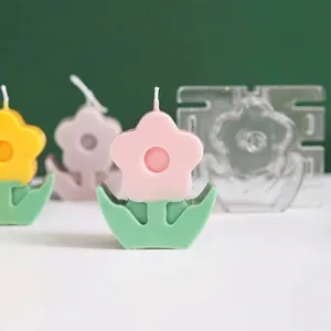 Acrylic Flower Candle Mold Two-Piece Clear Plastic Candle Making Mold For Handmade Aromatherapy Candle DIY Home Decoration