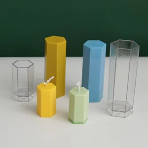 Hexagonal Column Candle Mold Transparent PC Plastic Geometric Pillar Mold For DIY Handmade Candle Making Craft