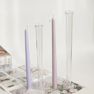 Clear Tapered Candle Mold For DIY Scented Candle Making PC Plastic Acrylic Long Taper Candle Mold Semi Round Head Design Craft Supply