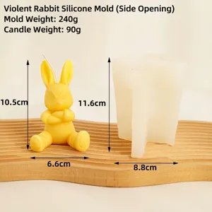 Moule en silicone lapin violent pour bougies avec dimensions et poids de 10,5 cm