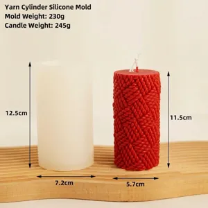 Detailed dimensions of a cylindrical silicone mold for a knitted texture DIY candle