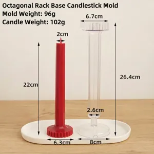 Detailed dimensions and weight info for octagonal ribbed acrylic candle mold set