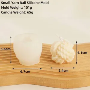 Detailed dimensions of small wool ball silicone mold with finished candle