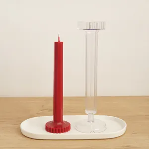 Professional acrylic candle mold with octagonal ribbed base for long pillar candles