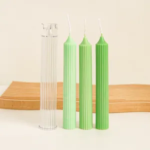 Acryl Spire Pillar Kerzenform Gerippte Gestreifte Kirchenkerze DIY Kunststoff Aromatherapie Wachs Kerzenherstellung Form Handwerkzeug