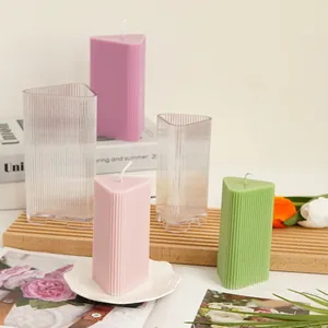 Geometric Triangular Vertical Striped Candle Mold PC Plastic Fine Tooth Ribbed DIY Handmade Aromatherapy Candle Making Tool