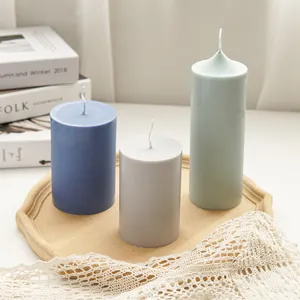 Diy Aromatherapy Candle Mold Transparent Plastic PC Cylindrical Geometric Peak Church Top Candle Making Mold For Home Craft