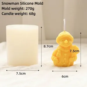 Snowman silicone mold specifications showing mold and candle weight and dimensions