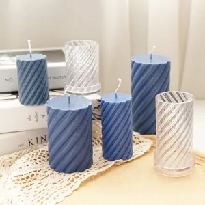 Spiral Threaded Cylindrical Candle Mold DIY Scented PC Plastic Mold For Handmade Candle Making Geometric Cylinder Craft Tool