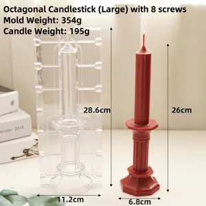 Detail showing precise measurements of octagonal candlestick DIY plastic candle mold