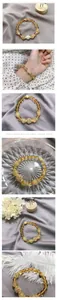Vista detallada de una elegante pulsera de cuarzo rutilado dorado y citrino para mujer