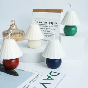 Korean INS Style Table Lamp Shaped Candle Mold Two-Piece Pleated Lamp Aromatherapy Candle Making Mold For DIY Home Decor