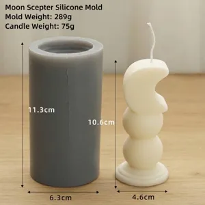 Guida alle dimensioni dello stampo in silicone a forma di scettro lunare con candela