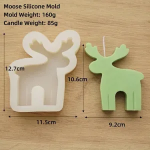 Christmas reindeer silicone candle mold showing dimensions and weight specifications