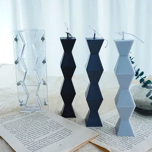 Geometric Endless Pillar Candle Mold Nordic Abstract Style Plastic DIY Candle Making Tool For Home Craft Bakery Decor