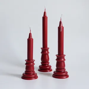 Vintage European Candlestick Candle Mold Transparent PC Plastic DIY Handmade Scented Aromatherapy Long Pillar Candle Molds For Home Decor