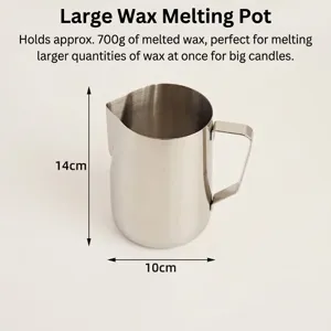 Professional large stainless steel wax melting pot with 700g capacity for candle DIY