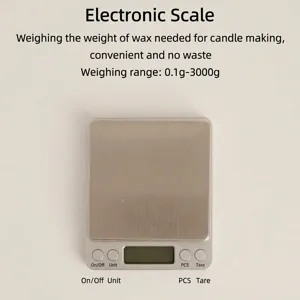 Close-up detail of a digital scale showing stainless steel platform for candle making DIY.