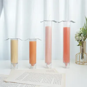 Ribbed Pillar Candle Mold Geometric Pointed Top Plastic Mold For Scented Candle Making DIY Handmade Candle Craft Supplies Home Ornament