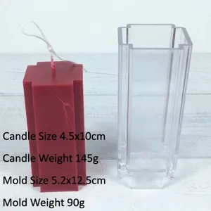 Cross-shaped square DIY candle mold with transparent acrylic sleeve set