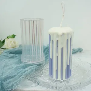 Stampo per Candele in Plastica Fai-da-Te Cilindrico a Costine con Texture a Strisce Verticali Strumento per Candele Profumate Decorazione Casa