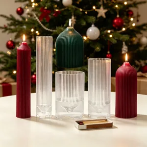 Close-up detail of ribbed geometric candle molds for DIY aromatherapy wax crafts.